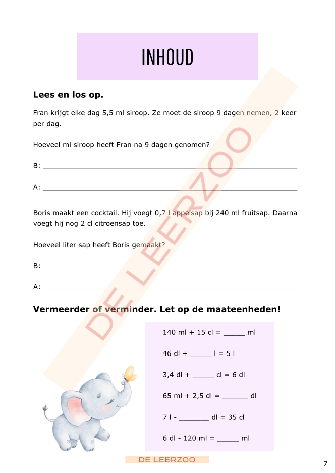 Rekenolifant: metend rekenen (vijfde leerjaar/groep 7)