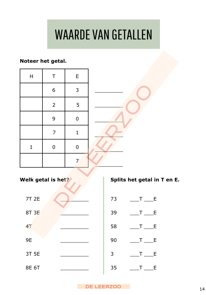 Rekenleeuw: getallenkennis tot 100