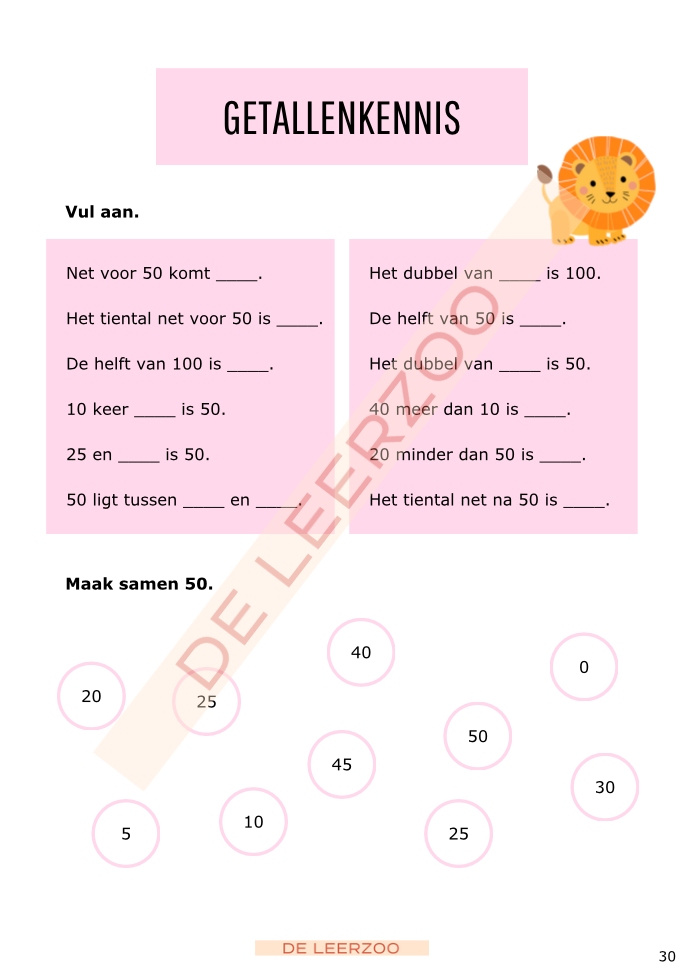 Rekenleeuw: getallenkennis tot 100