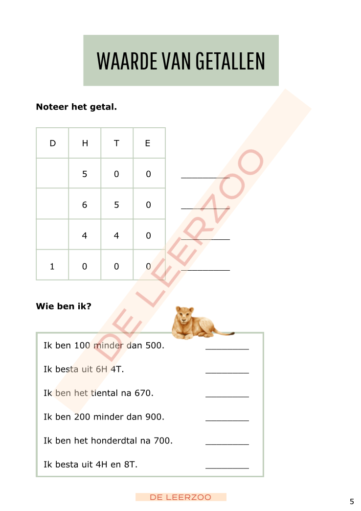 Rekenleeuw: getallenkennis tot 1000