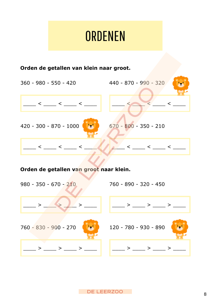 Rekenleeuw: getallenkennis tot 1000