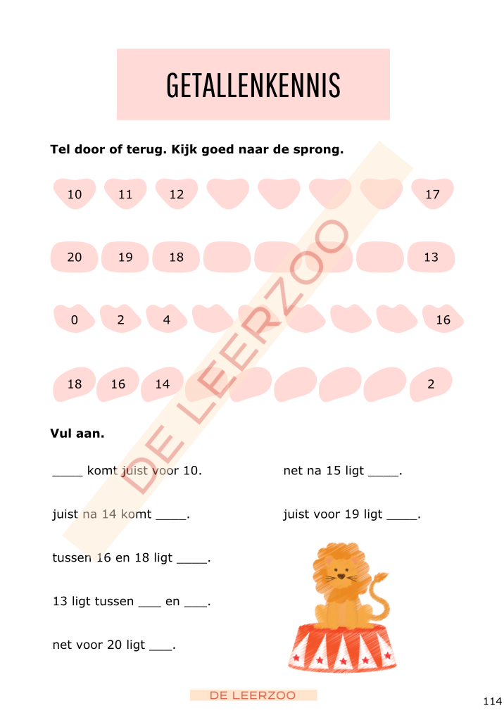 Rekenleeuw: getallenkennis tot 20