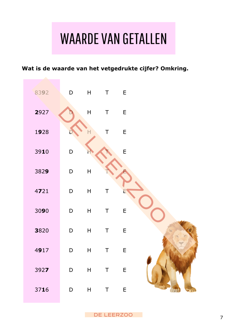 Rekenleeuw: getallenkennis tot 10 000