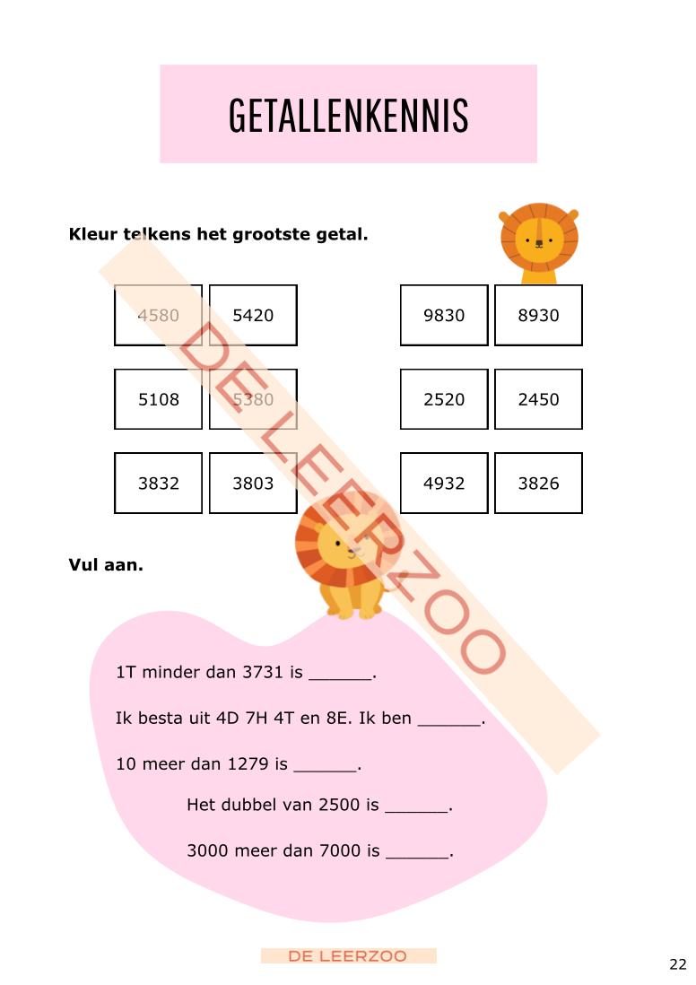 Rekenleeuw: getallenkennis tot 10 000