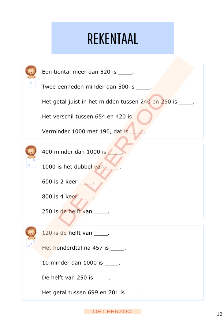 Rekenleeuw: getallenkennis tot 1000