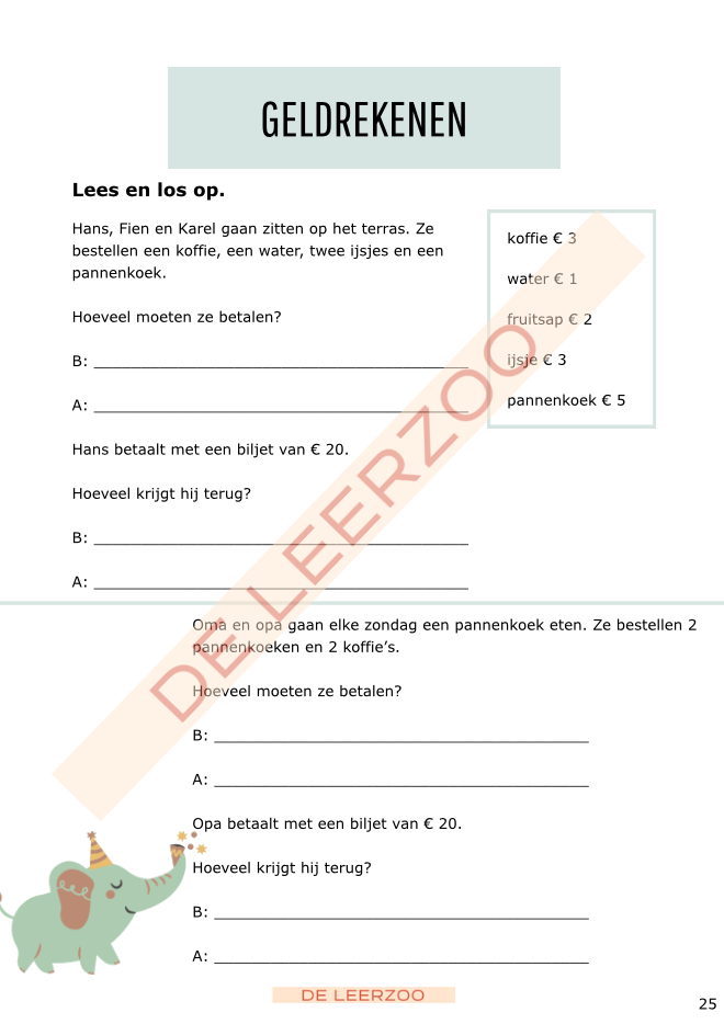 Rekenolifant: metend rekenen (eerste leerjaar/groep 3)
