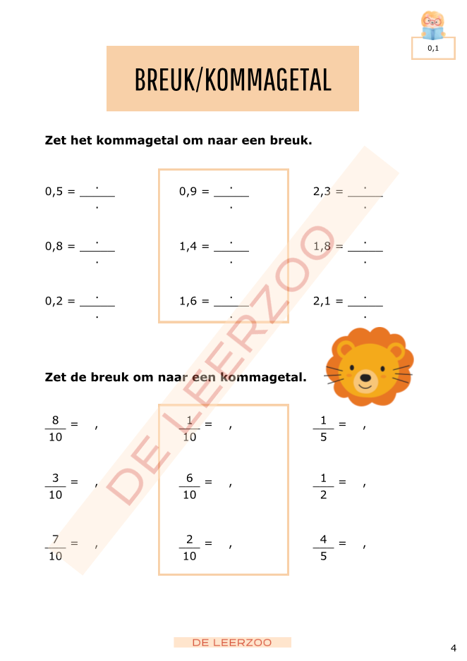 Rekenleeuw: getallenkennis met kommagetallen
