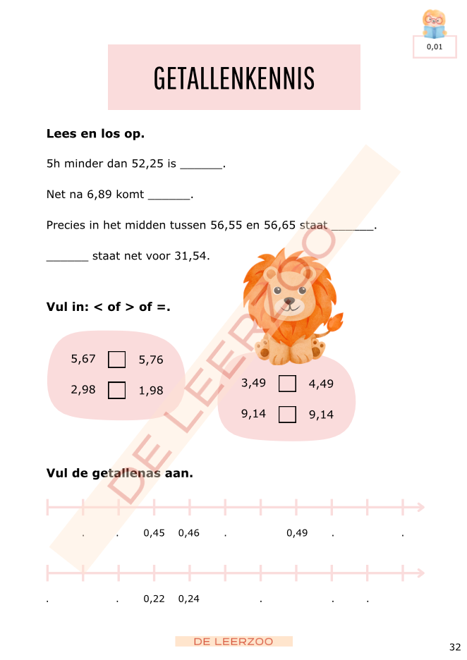 Rekenleeuw: getallenkennis met kommagetallen